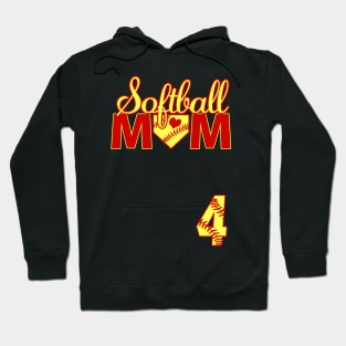 Softball Mom #4 Jersey Favorite Player Biggest Fan Heart Four Hoodie